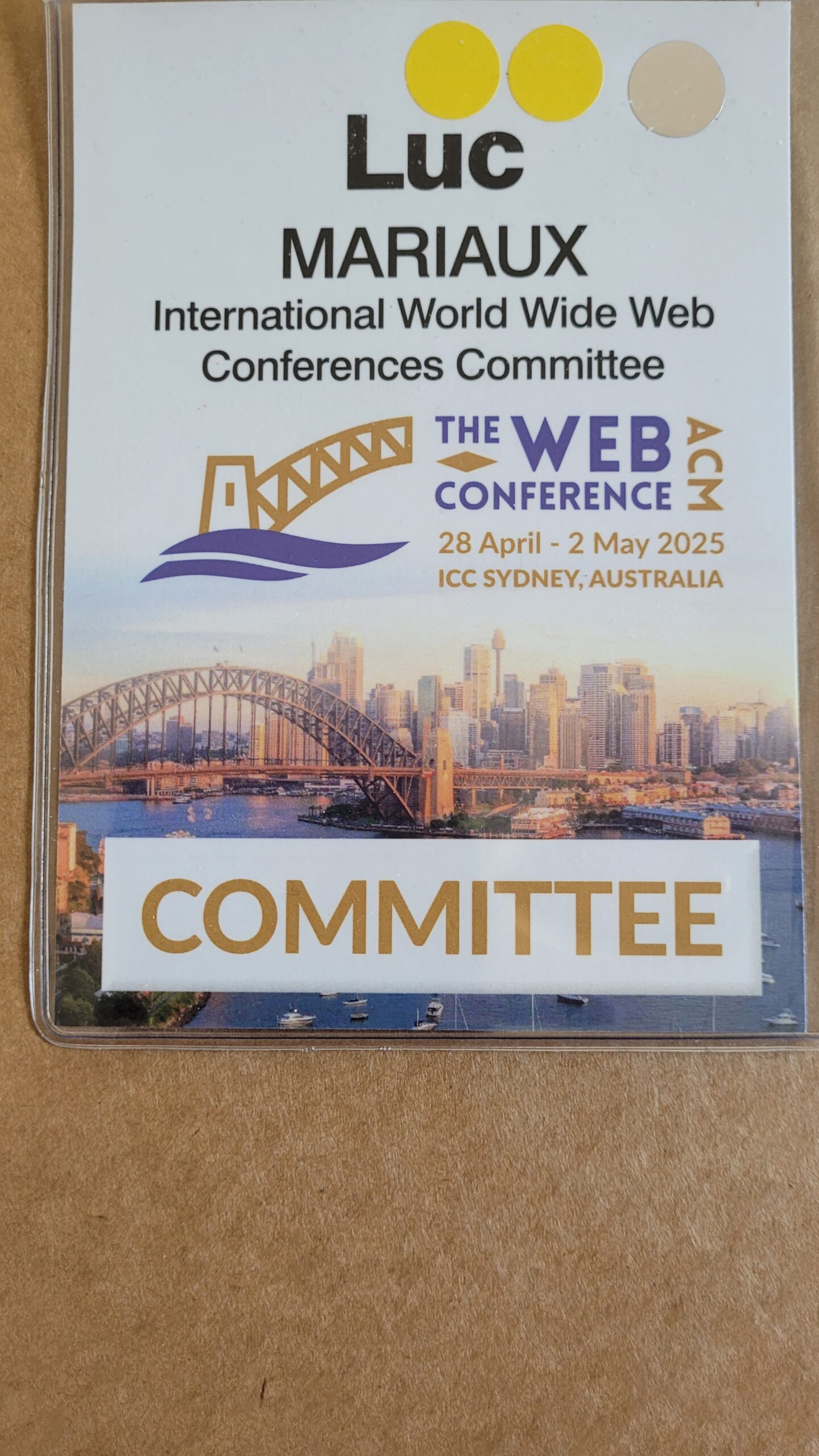 Mon badge pour la Conférence